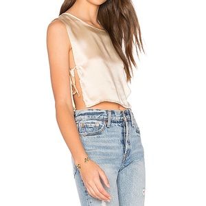 Revolve Silk Cream tie side top NWOT